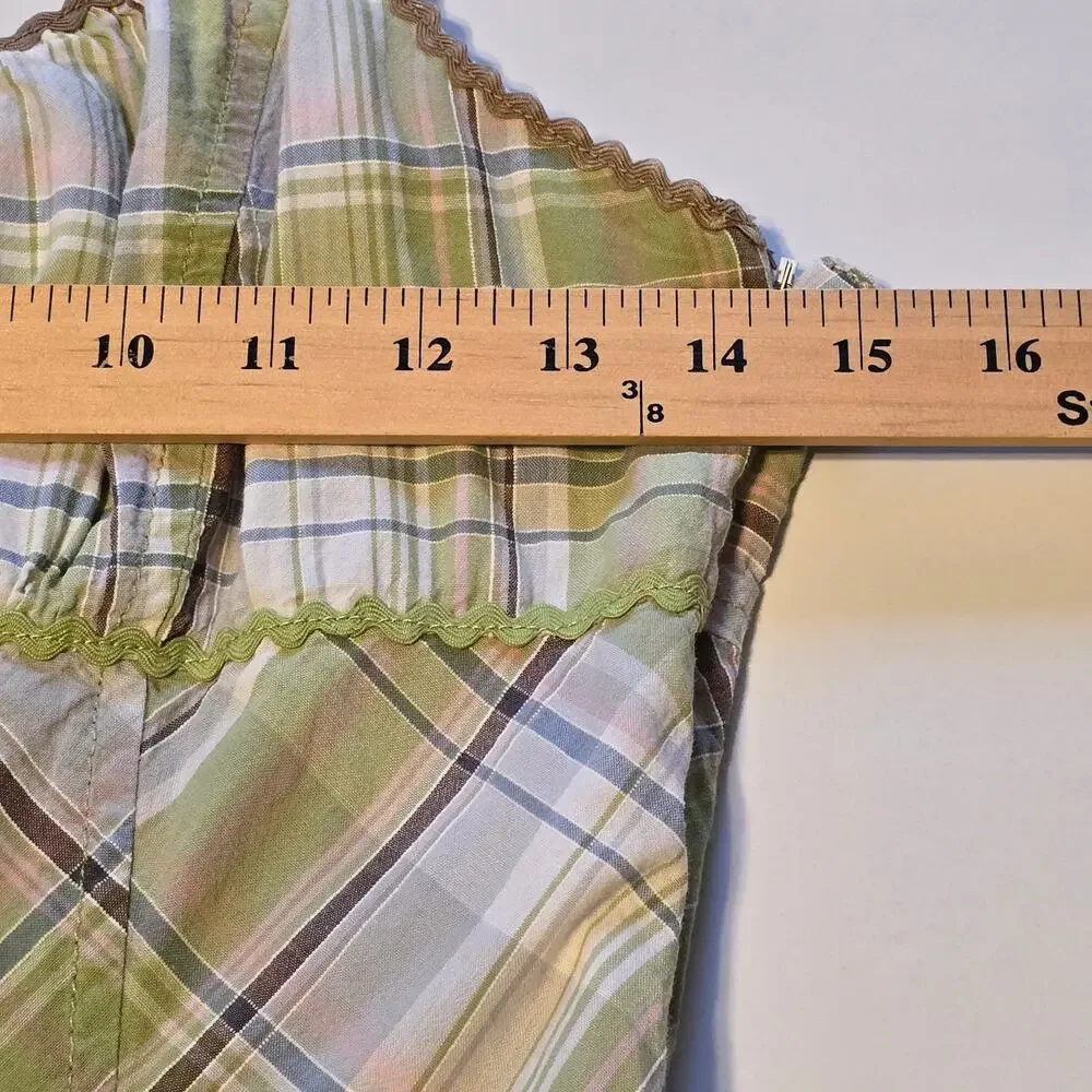 Vintage Tommy Jeans Babydoll Dress Womens Size Medium Green Plaid Preppy Y2K - Picture 10 of 14